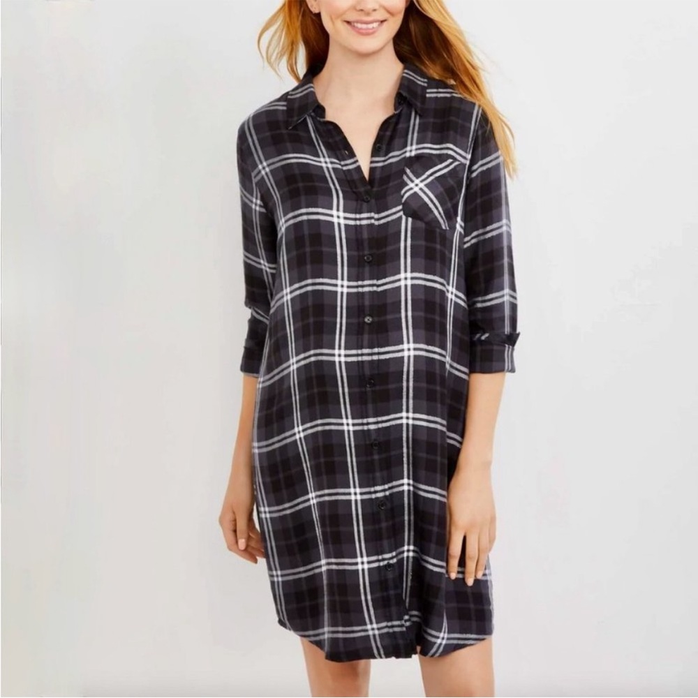 Rails Plaid Button-Down Maternity Dress - S
